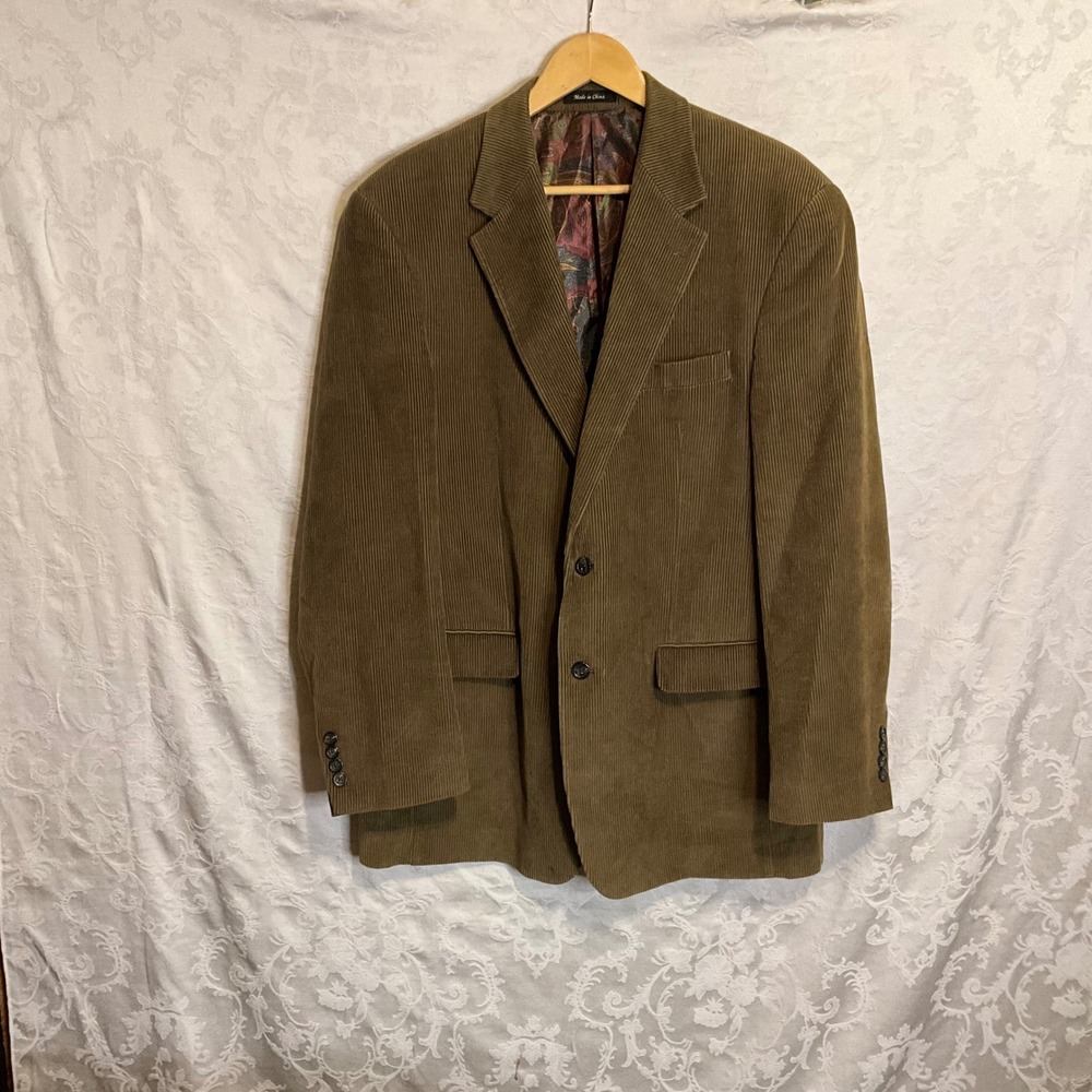 Lauren Ralph Lauren Mens Corduroy Blazer Jacket Brown Paisley Lined Sport‎ Coat